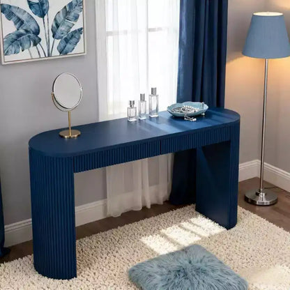 Homy Casa Table Console Moderne Nervurée avec 2 Tiroirs Table d'Entrée ou Coiffeuse Élégante