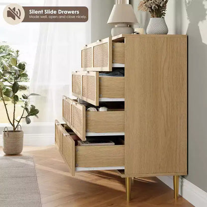 Commode à 8 tiroirs, Meuble de rangement moderne en bois pour chambre à coucher, Meuble TV de style rustique pour salon et chambre à coucher