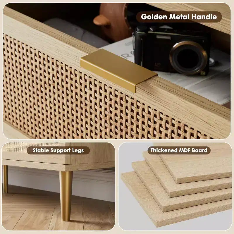 Commode à 8 tiroirs, Meuble de rangement moderne en bois pour chambre à coucher, Meuble TV de style rustique pour salon et chambre à coucher