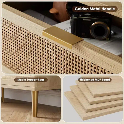 Commode à 8 tiroirs, Meuble de rangement moderne en bois pour chambre à coucher, Meuble TV de style rustique pour salon et chambre à coucher