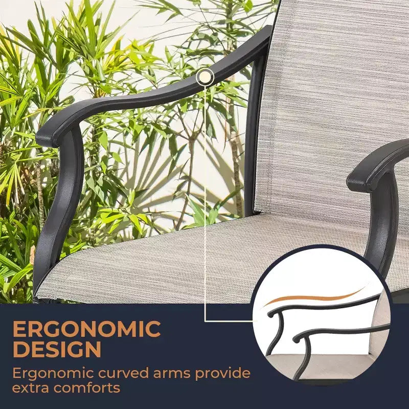 HAPPATIO Patio Dining Set,5 Piece Dining Set,4 Textilene Dining Chairs and 1 Square Dining Table. Easy to Maintain and Weather-Resistant