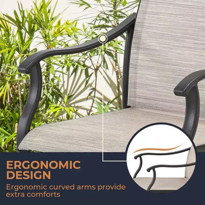 HAPPATIO Patio Dining Set,5 Piece Dining Set,4 Textilene Dining Chairs and 1 Square Dining Table. Easy to Maintain and Weather-Resistant