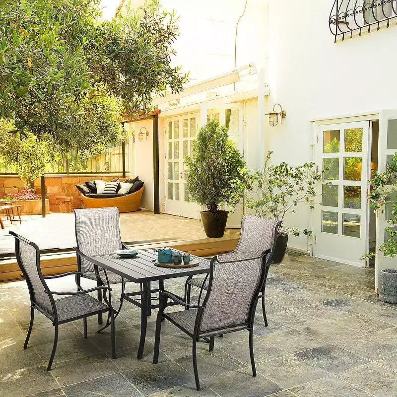HAPPATIO Patio Dining Set,5 Piece Dining Set,4 Textilene Dining Chairs and 1 Square Dining Table. Easy to Maintain and Weather-Resistant