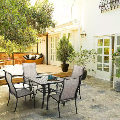 HAPPATIO Patio Dining Set,5 Piece Dining Set,4 Textilene Dining Chairs and 1 Square Dining Table. Easy to Maintain and Weather-Resistant