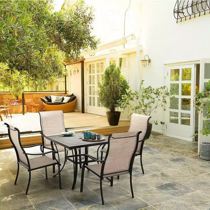 HAPPATIO Patio Dining Set,5 Piece Dining Set,4 Textilene Dining Chairs and 1 Square Dining Table. Easy to Maintain and Weather-Resistant