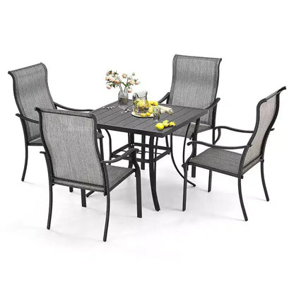 HAPPATIO Patio Dining Set,5 Piece Dining Set,4 Textilene Dining Chairs and 1 Square Dining Table. Easy to Maintain and Weather-Resistant