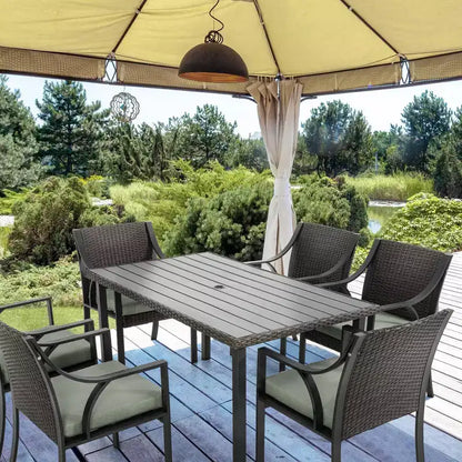 HAPPATIO 7 Piece Patio Dining Set,Outdoor Patio Dining Set.Wicker Rattan Patio Dining Furniture. Dining Furniture Set. Outdoor Dining Set for 6.