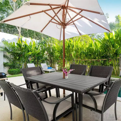 HAPPATIO 7 Piece Patio Dining Set,Outdoor Patio Dining Set.Wicker Rattan Patio Dining Furniture. Dining Furniture Set. Outdoor Dining Set for 6.