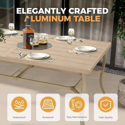 HAPPATIO 9 Piece Aluminum Patio Dining Set, Outdoor Dining Table and Chairs Set