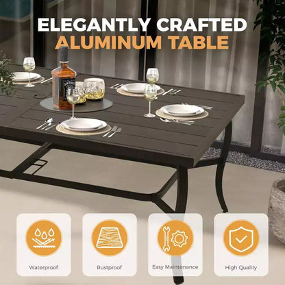 HAPPATIO 9 Piece Aluminum Patio Dining Set, Outdoor Dining Table and Chairs Set