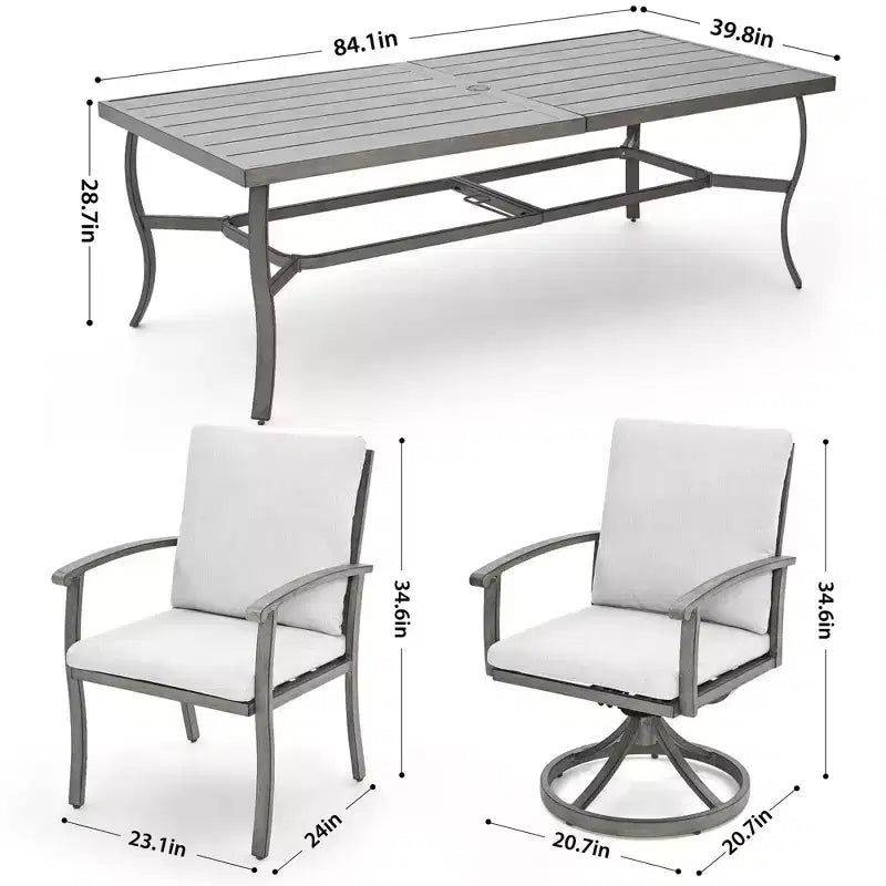 HAPPATIO 9 Piece Aluminum Patio Dining Set, Outdoor Dining Table and Chairs Set