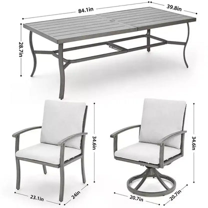 HAPPATIO 9 Piece Aluminum Patio Dining Set, Outdoor Dining Table and Chairs Set