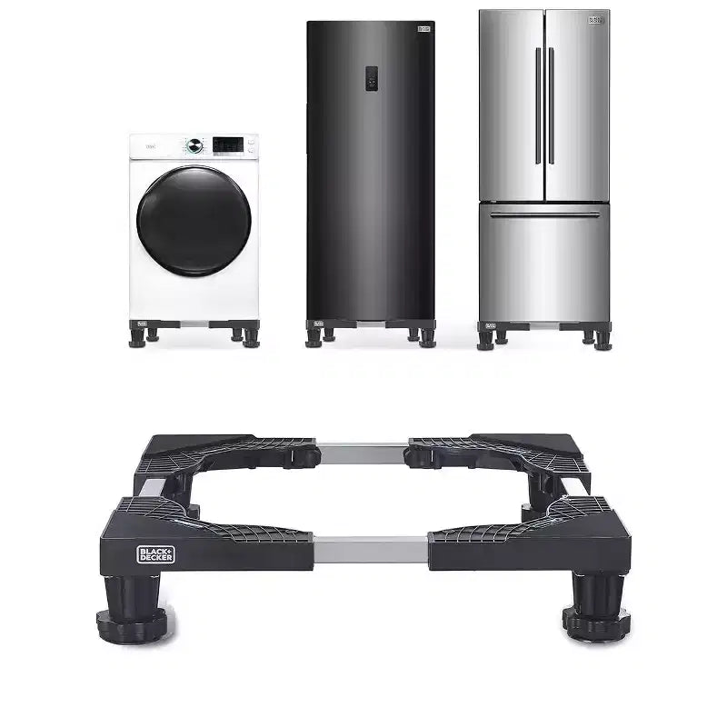 BLACK+DECKER Adjustable Pedestal Stand, Compact 4H Base with Anti-Vibration Pads, Stainless Steel Frame, Supports 700 lbs, BWS16, Black