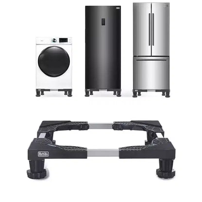 BLACK+DECKER Adjustable Pedestal Stand, Compact 4H Base with Anti-Vibration Pads, Stainless Steel Frame, Supports 700 lbs, BWS16, Black