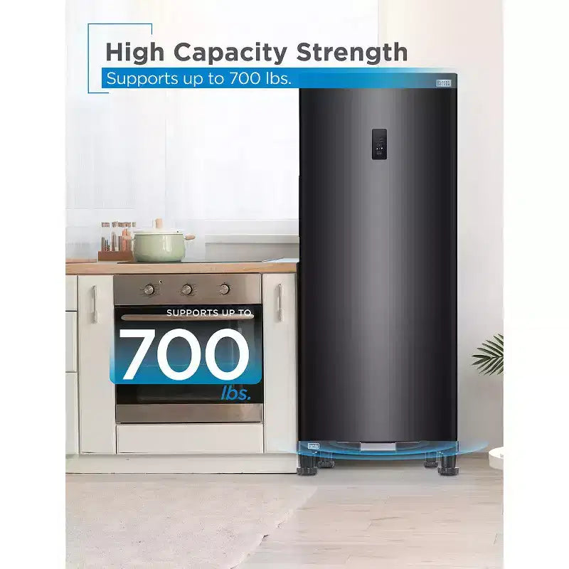 BLACK+DECKER Adjustable Pedestal Stand, Compact 4H Base with Anti-Vibration Pads, Stainless Steel Frame, Supports 700 lbs, BWS16, Black