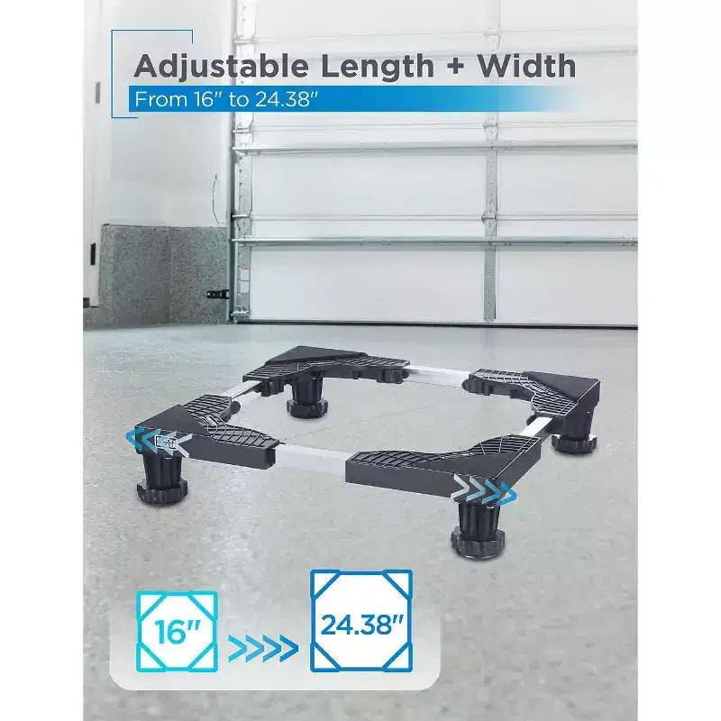 BLACK+DECKER Adjustable Pedestal Stand, Compact 4H Base with Anti-Vibration Pads, Stainless Steel Frame, Supports 700 lbs, BWS16, Black