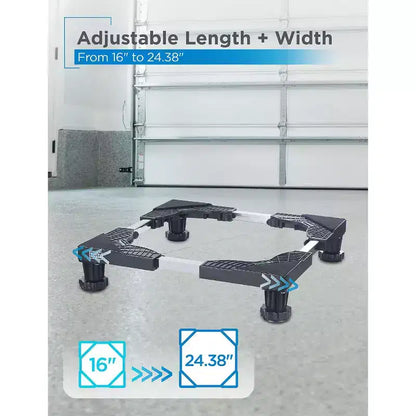 BLACK+DECKER Adjustable Pedestal Stand, Compact 4H Base with Anti-Vibration Pads, Stainless Steel Frame, Supports 700 lbs, BWS16, Black