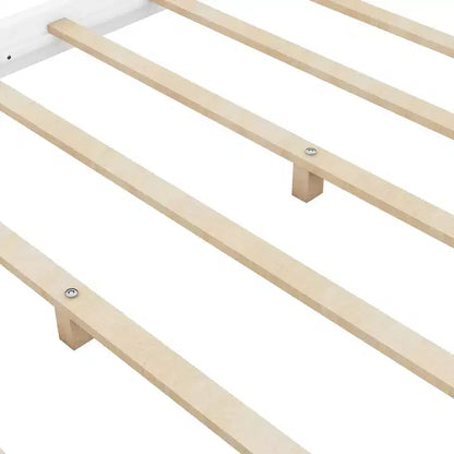 Canopy Bed Wood 4 Poster Panel Beds, Floor Bed Frame with Solid Wood Slat Support