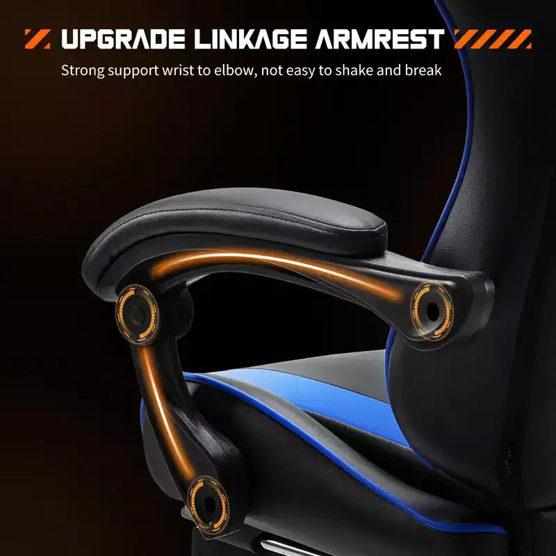 MAYEERTY Chaise de gaming Chaise de bureau ergonomique avec repose-pieds Soutien lombaire confortable en cuir PU Inclinable avec appuie-tête Accoudoir fixe