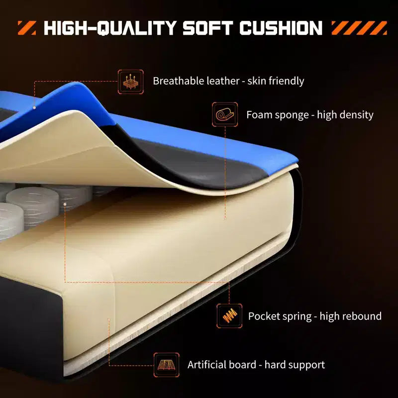MAYEERTY Chaise de gaming Chaise de bureau ergonomique avec repose-pieds Soutien lombaire confortable en cuir PU Inclinable avec appuie-tête Accoudoir fixe