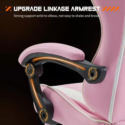 MAYEERTY Chaise de gaming Chaise de bureau ergonomique avec repose-pieds Soutien lombaire confortable en cuir PU Inclinable avec appuie-tête Accoudoir fixe