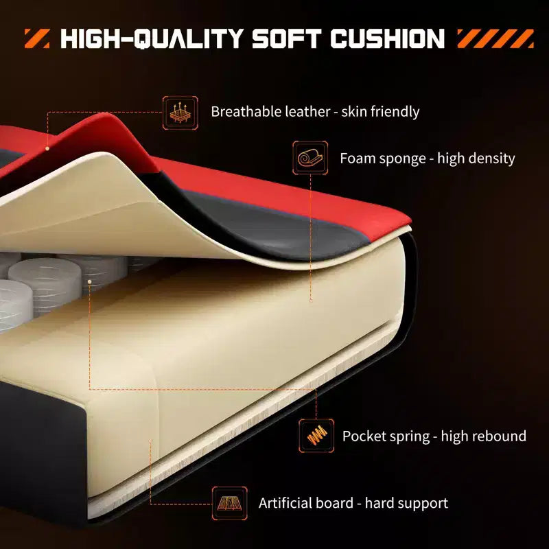 MAYEERTY Chaise de gaming Chaise de bureau ergonomique avec repose-pieds Soutien lombaire confortable en cuir PU Inclinable avec appuie-tête Accoudoir fixe