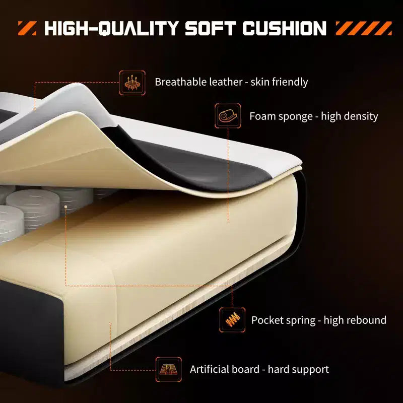 MAYEERTY Chaise de gaming Chaise de bureau ergonomique avec repose-pieds Soutien lombaire confortable en cuir PU Inclinable avec appuie-tête Accoudoir fixe