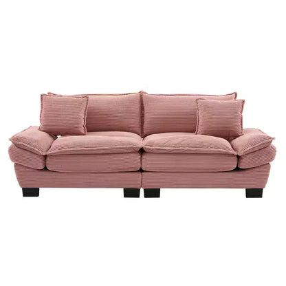 MAYEERTY Corduroy Loveseat Upholstered Deep Seat Comfortable Sofa with Pillows for Bedroom Living Room Office Pink