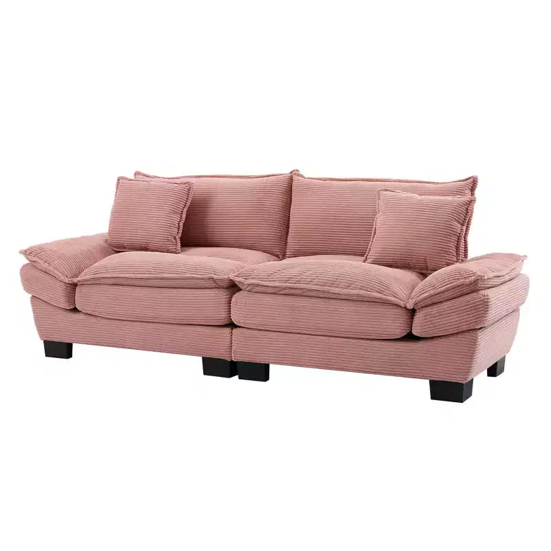 MAYEERTY Corduroy Loveseat Upholstered Deep Seat Comfortable Sofa with Pillows for Bedroom Living Room Office Pink