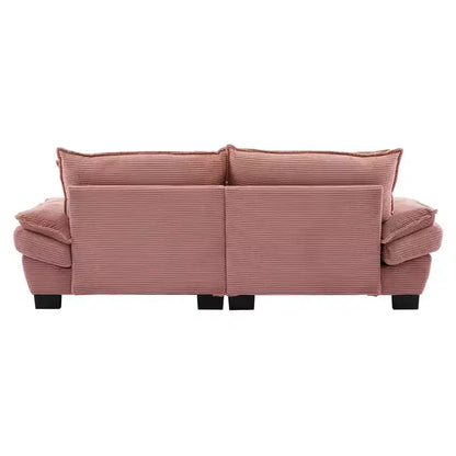 MAYEERTY Corduroy Loveseat Upholstered Deep Seat Comfortable Sofa with Pillows for Bedroom Living Room Office Pink