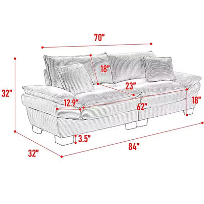 MAYEERTY Corduroy Loveseat Upholstered Deep Seat Comfortable Sofa with Pillows for Bedroom Living Room Office Pink