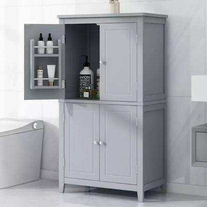 Elegant Bathroom Floor Storage Cabinet Bathroom Storage Unit Freestanding Cabinet with 4 Doors