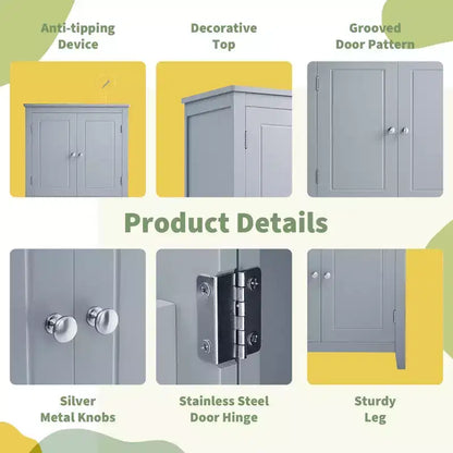 Elegant Bathroom Floor Storage Cabinet Bathroom Storage Unit Freestanding Cabinet with 4 Doors
