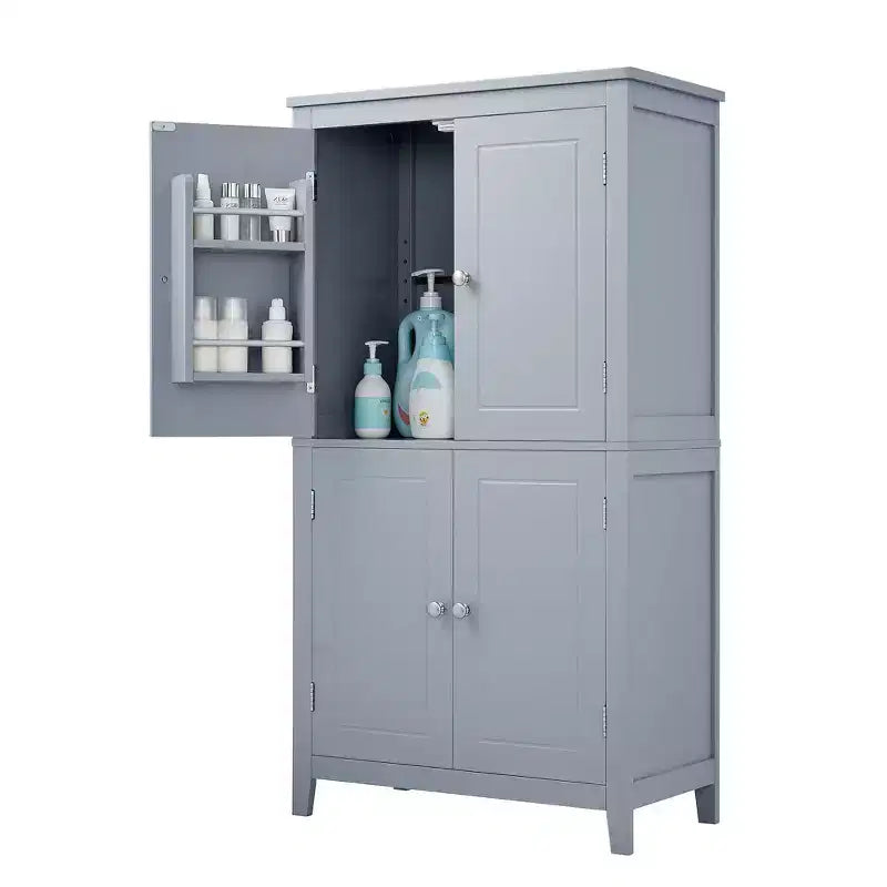 Elegant Bathroom Floor Storage Cabinet Bathroom Storage Unit Freestanding Cabinet with 4 Doors
