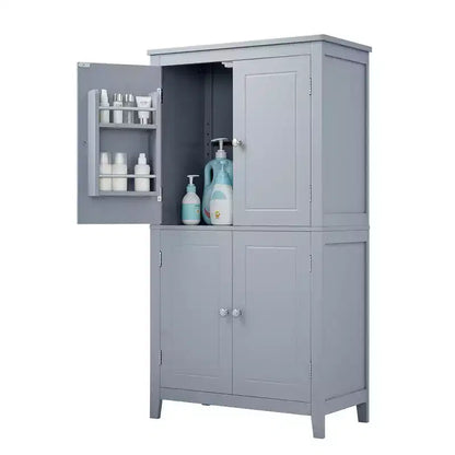 Elegant Bathroom Floor Storage Cabinet Bathroom Storage Unit Freestanding Cabinet with 4 Doors