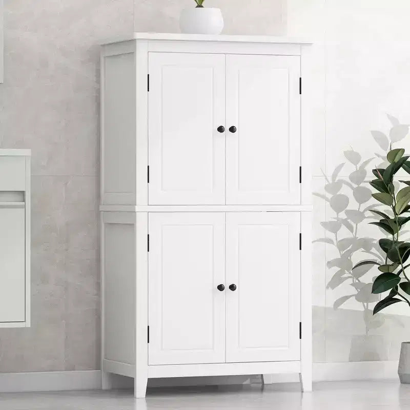 Elegant Bathroom Floor Storage Cabinet Bathroom Storage Unit Freestanding Cabinet with 4 Doors