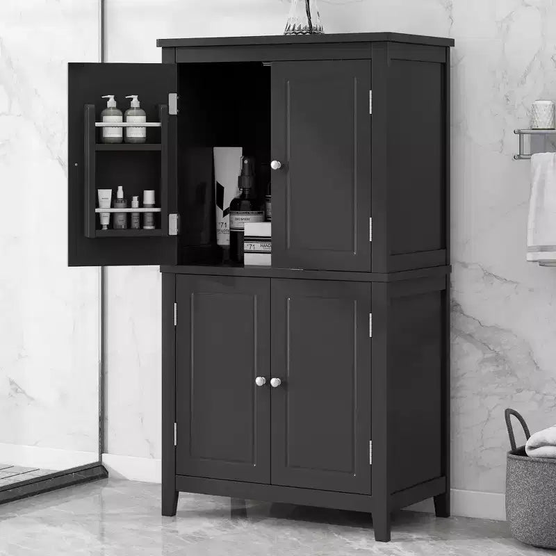 Elegant Bathroom Floor Storage Cabinet Bathroom Storage Unit Freestanding Cabinet with 4 Doors