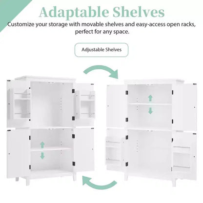 Elegant Bathroom Floor Storage Cabinet Bathroom Storage Unit Freestanding Cabinet with 4 Doors