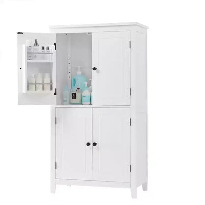 Elegant Bathroom Floor Storage Cabinet Bathroom Storage Unit Freestanding Cabinet with 4 Doors