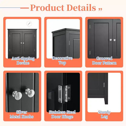 Elegant Bathroom Floor Storage Cabinet Bathroom Storage Unit Freestanding Cabinet with 4 Doors