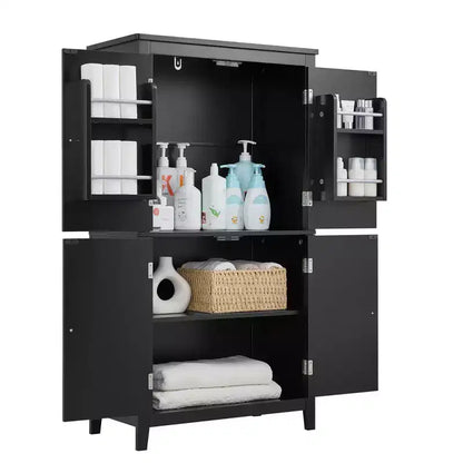 Elegant Bathroom Floor Storage Cabinet Bathroom Storage Unit Freestanding Cabinet with 4 Doors