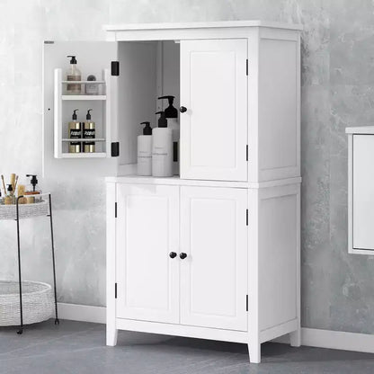 Elegant Bathroom Floor Storage Cabinet Bathroom Storage Unit Freestanding Cabinet with 4 Doors