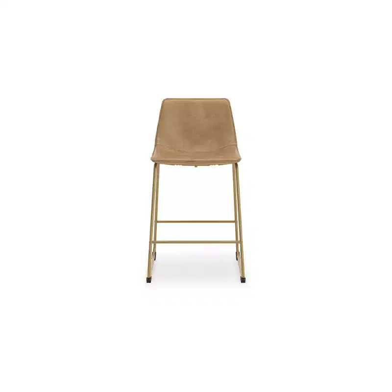 Tabourets de bar Signature Design by Ashley Lexadine à hauteur de comptoir, lot de 2, revêtement en similicuir, finition toast/or, siège baquet moderne