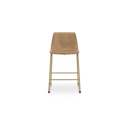 Tabourets de bar Signature Design by Ashley Lexadine à hauteur de comptoir, lot de 2, revêtement en similicuir, finition toast/or, siège baquet moderne