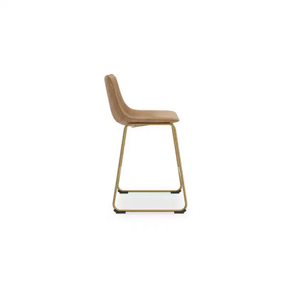 Tabourets de bar Signature Design by Ashley Lexadine à hauteur de comptoir, lot de 2, revêtement en similicuir, finition toast/or, siège baquet moderne