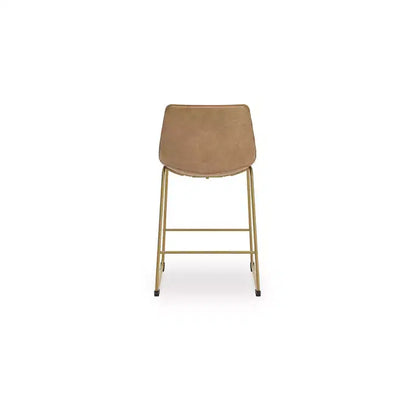 Tabourets de bar Signature Design by Ashley Lexadine à hauteur de comptoir, lot de 2, revêtement en similicuir, finition toast/or, siège baquet moderne