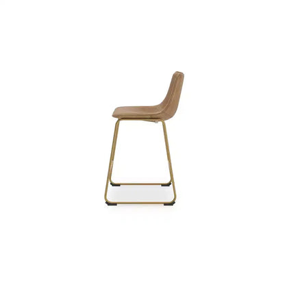 Tabourets de bar Signature Design by Ashley Lexadine à hauteur de comptoir, lot de 2, revêtement en similicuir, finition toast/or, siège baquet moderne