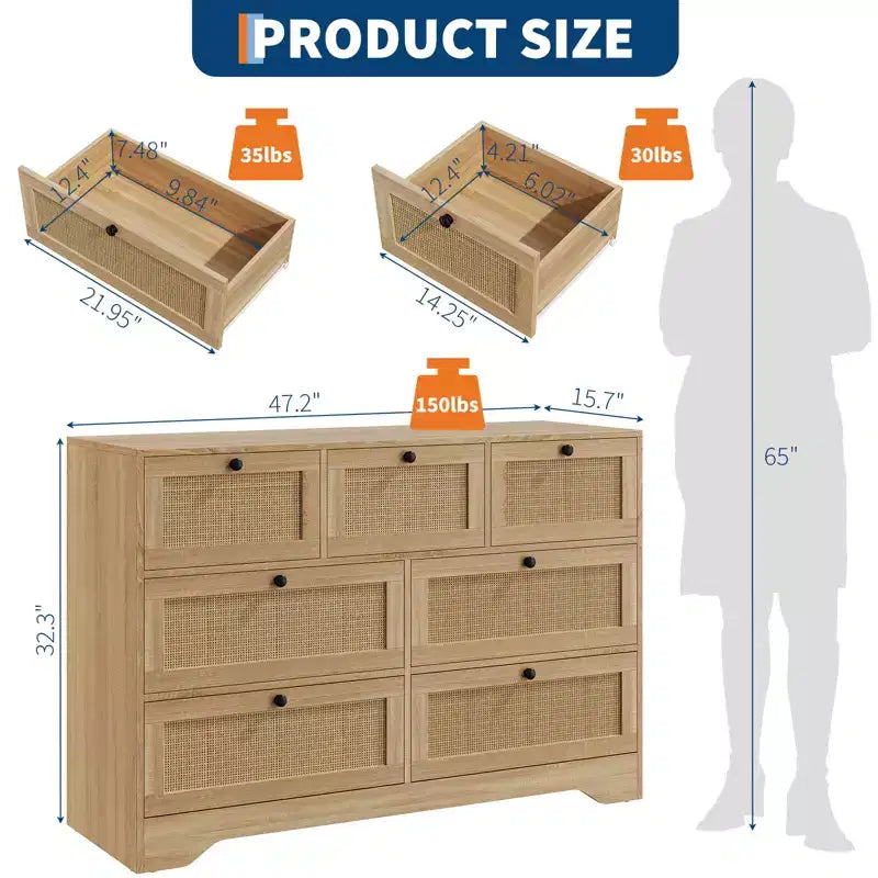Commode en rotin pour chambre à coucher, commodes et chiffonniers de style ferme moderne, meuble de rangement en bois pour placard, salon, entrée, couloir