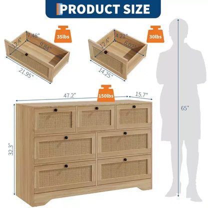 Commode en rotin pour chambre à coucher, commodes et chiffonniers de style ferme moderne, meuble de rangement en bois pour placard, salon, entrée, couloir