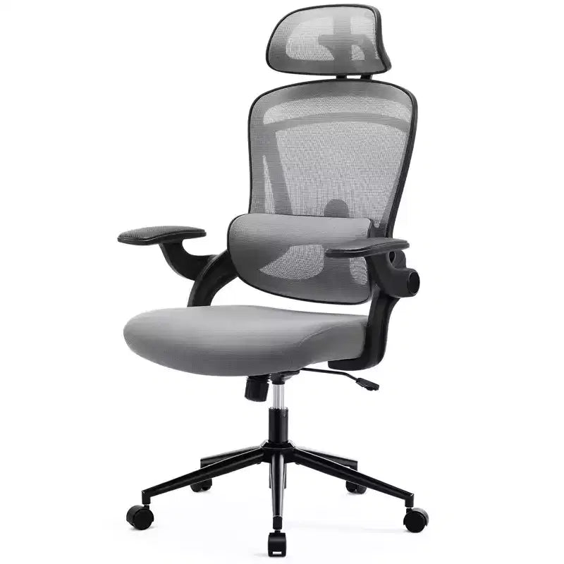 Chaise de bureau ergonomique Okak à dossier haut avec support lombaire réglable, chaise de jeu avec appuie-tête en maille, chaise d'ordinateur pour la maison, le bureau